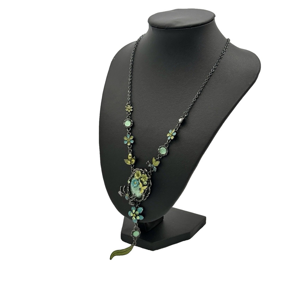 Floral Spider Necklace Gothic Fairy Dark Academia Statement‎ Pendant Black Green